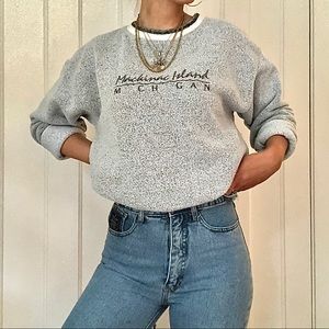 VINTAGE MACKINAC ISLAND TEDDY CREW NECK